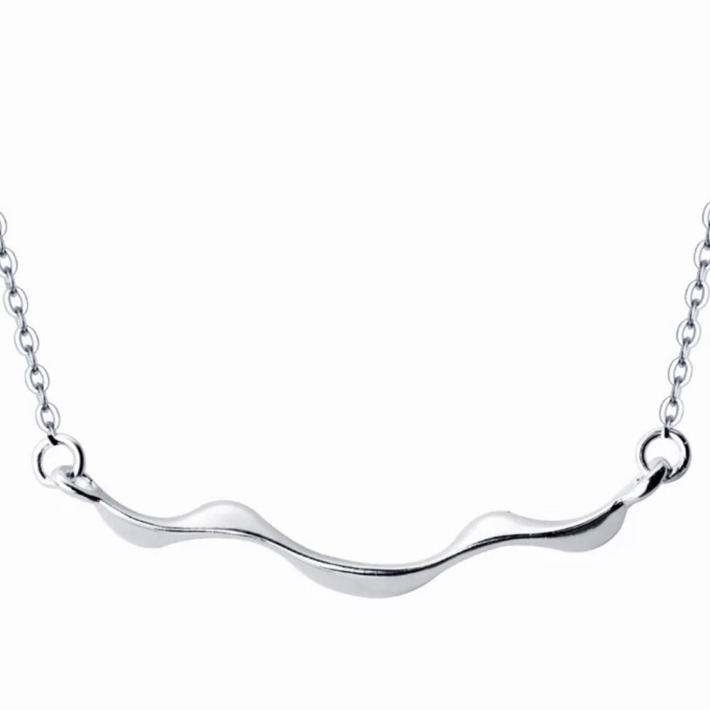 925 Sterling Silver Necklace with Wavy Bar!